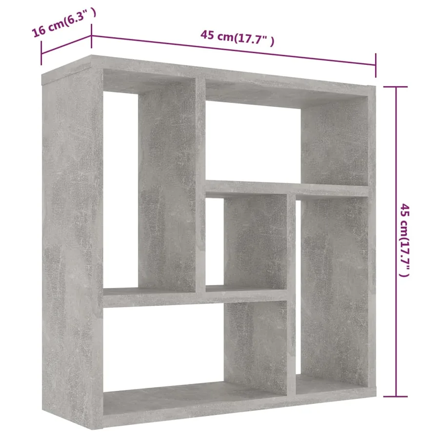 Étagère murale Gris béton 45x16x45 cm Bois d’ingénierie - 6