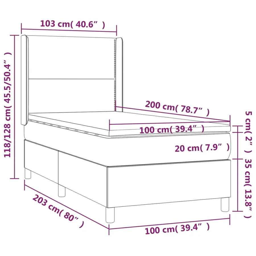 Sommier à lattes de lit matelas et LED Marron foncé 100x200cm - 8