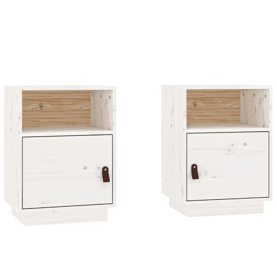 Tables de chevet 2 pcs Blanc 40x34x55 cm Bois de pin massif - 2