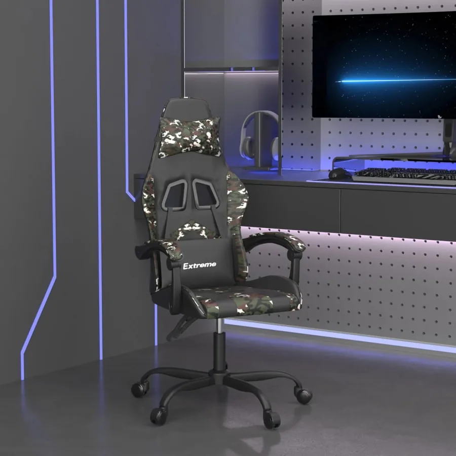 Chaise de jeu Noir et camouflage Similicuir