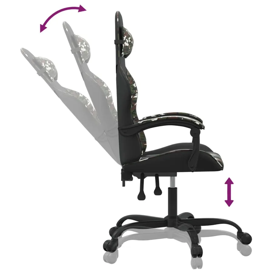 Chaise de jeu Noir et camouflage Similicuir - 6