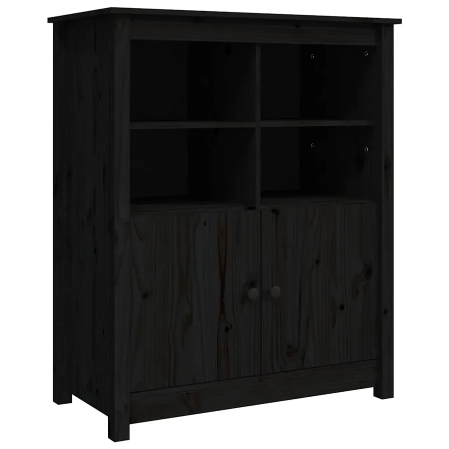 Buffet Noir 83x41,5x100 cm Bois massif de pin - 2