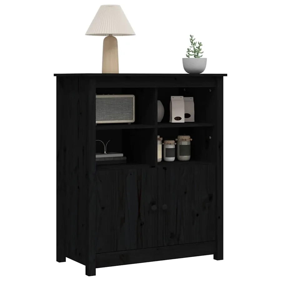 Buffet Noir 83x41,5x100 cm Bois massif de pin - 4