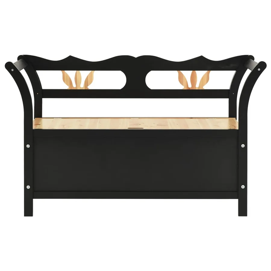 Banc Noir 107x45x75,5 cm Bois de sapin solide - 3