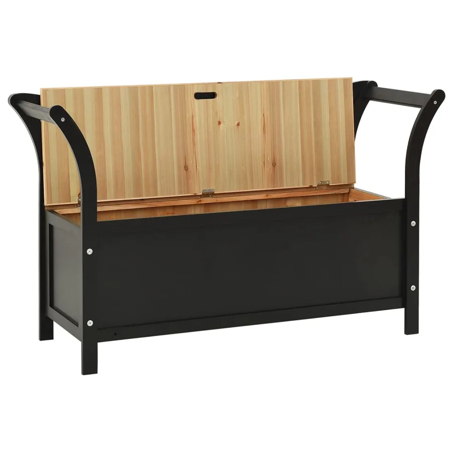 Banc Noir 107x45x75,5 cm Bois de sapin solide - 4