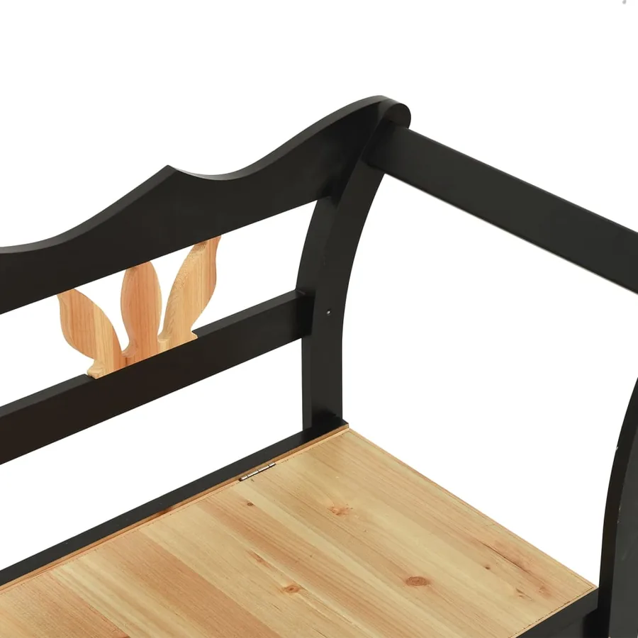 Banc Noir 107x45x75,5 cm Bois de sapin solide - 6