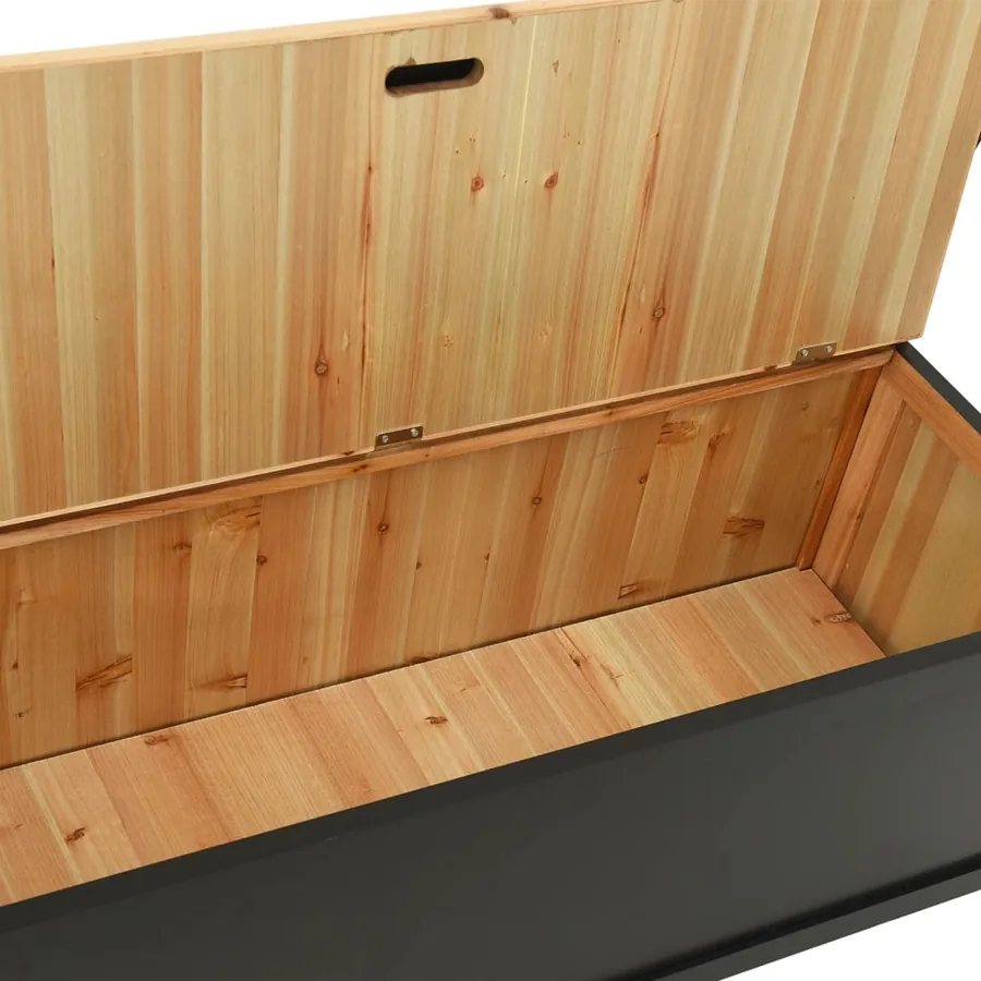 Banc Noir 107x45x75,5 cm Bois de sapin solide - 8