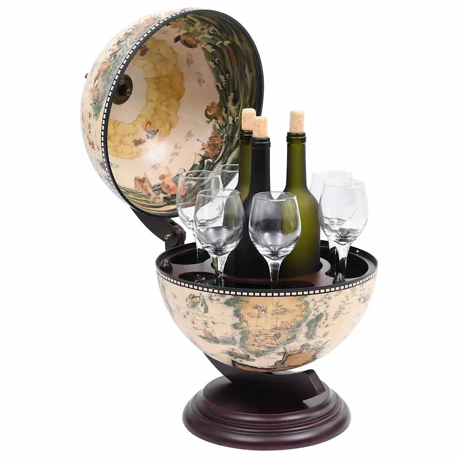 Support de vin globe de dessus de table Bois d'eucalyptus Blanc - 2
