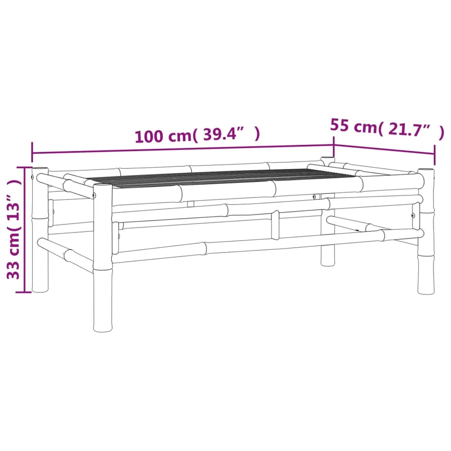 Salon de jardin 3 pcs avec coussins blanc crème bambou - 9