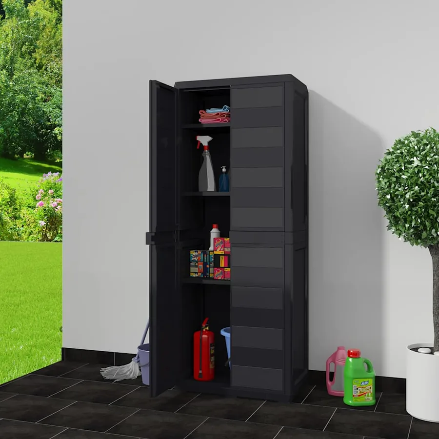 Armoire de rangement de jardin avec 3 étagères Noir - 2