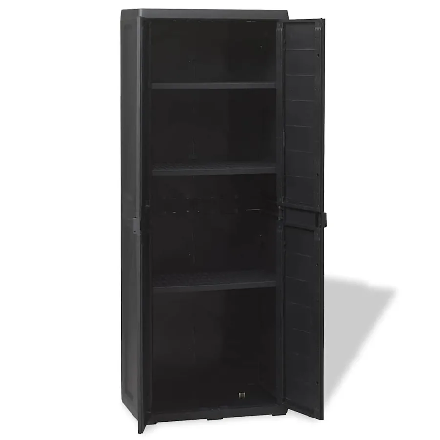 Armoire de rangement de jardin avec 3 étagères Noir - 3