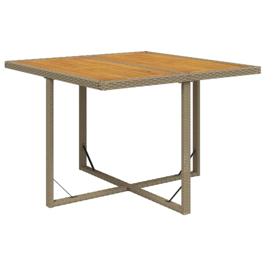 Table de jardin Beige 109x107x74 cm Résine tressée bois massif - 2