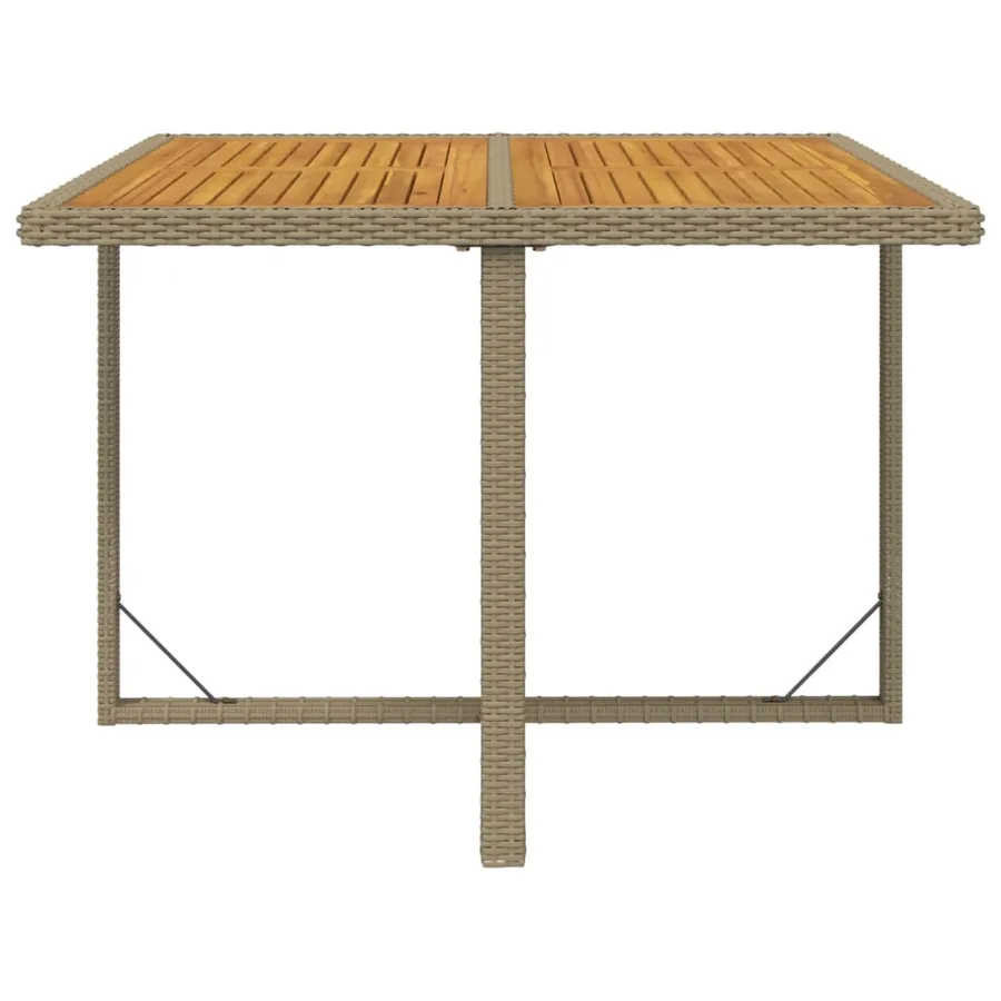 Table de jardin Beige 109x107x74 cm Résine tressée bois massif - 4