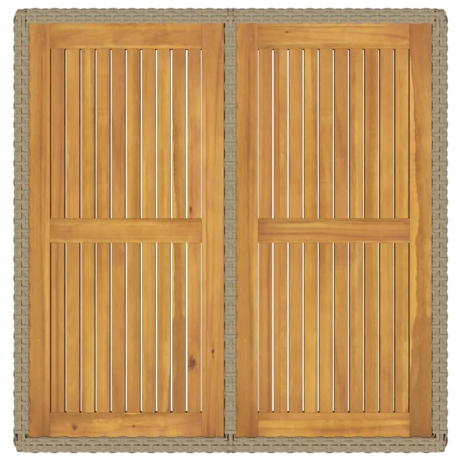 Table de jardin Beige 109x107x74 cm Résine tressée bois massif - 6