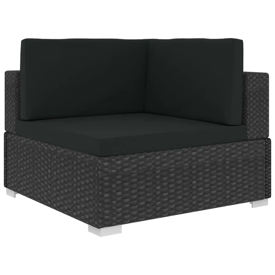 Chaises d'angles lot de 2 avec coussins Résine tressée Noir - 4