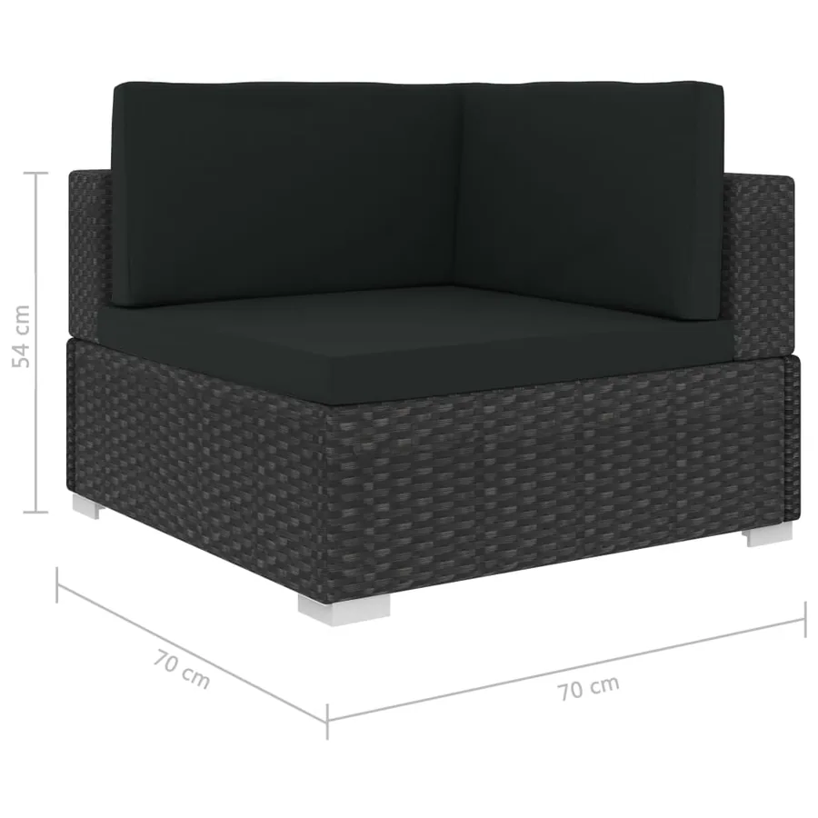 Chaises d'angles lot de 2 avec coussins Résine tressée Noir - 5
