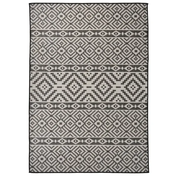 Tapis à tissage plat d'extérieur 140x200 cm Rayures noires