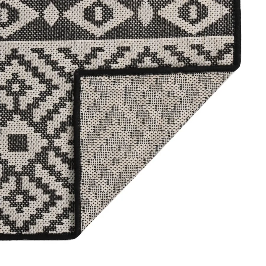 Tapis à tissage plat d'extérieur 140x200 cm Rayures noires - 2