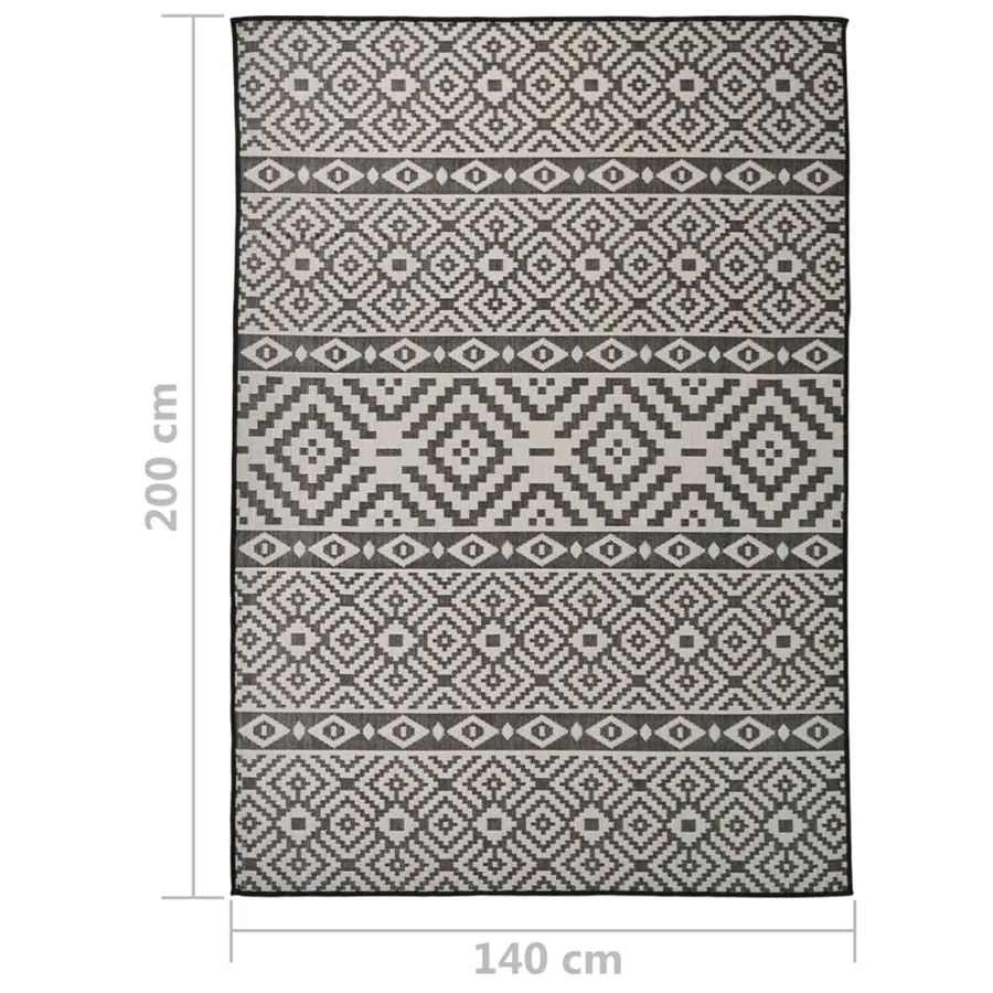 Tapis à tissage plat d'extérieur 140x200 cm Rayures noires - 6