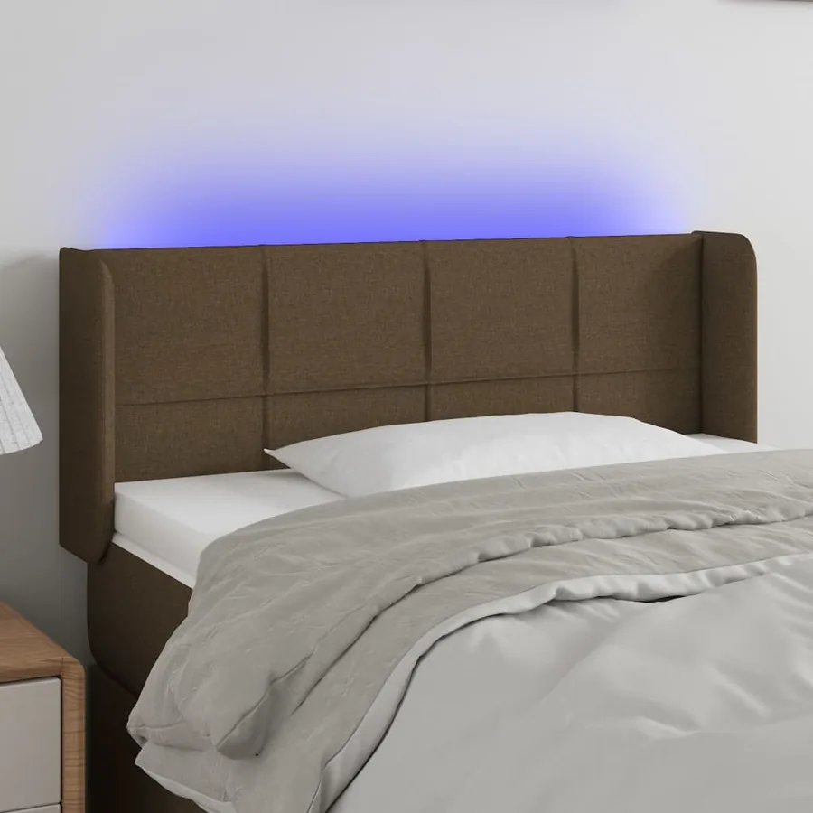 Tête de lit à LED Marron foncé 83x16x78/88 cm Tissu