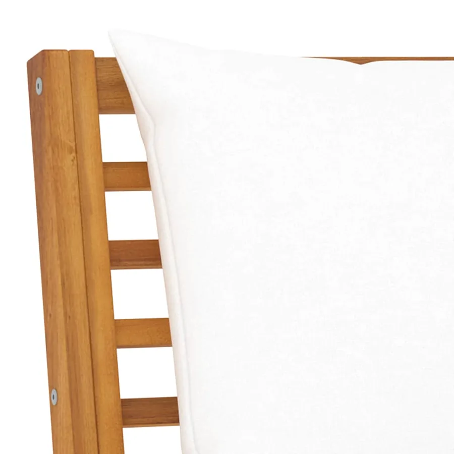 Canapé d'angle sectionnel et coussin crème Bois d'acacia massif - 6