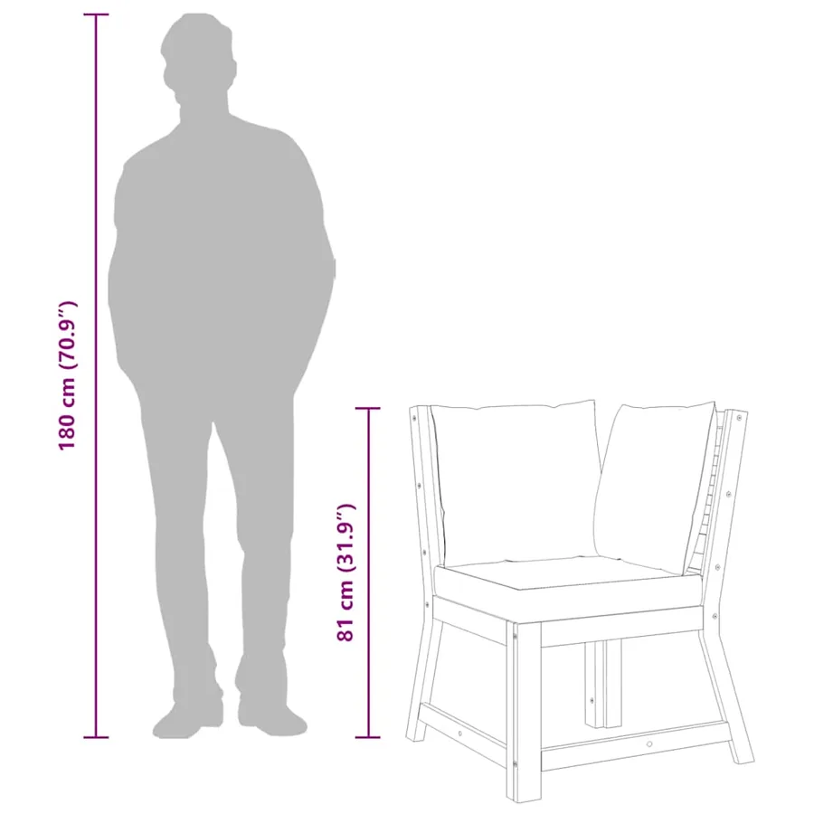 Canapé d'angle sectionnel et coussin crème Bois d'acacia massif - 8