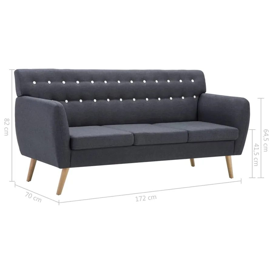 Canapé à 3 places Revêtement en tissu 172x70x82 cm Gris foncé - 8
