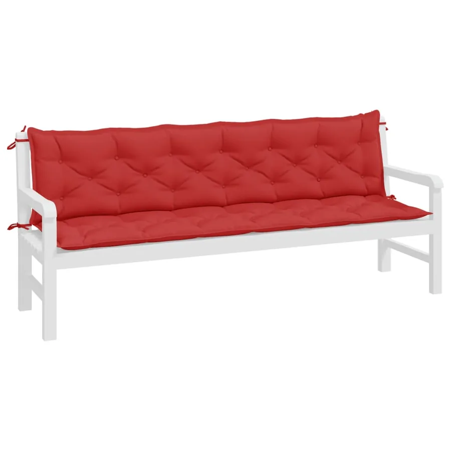 Coussins de banc jardin lot de 2 rouge 200x50x7 cm tissu Oxford - 3