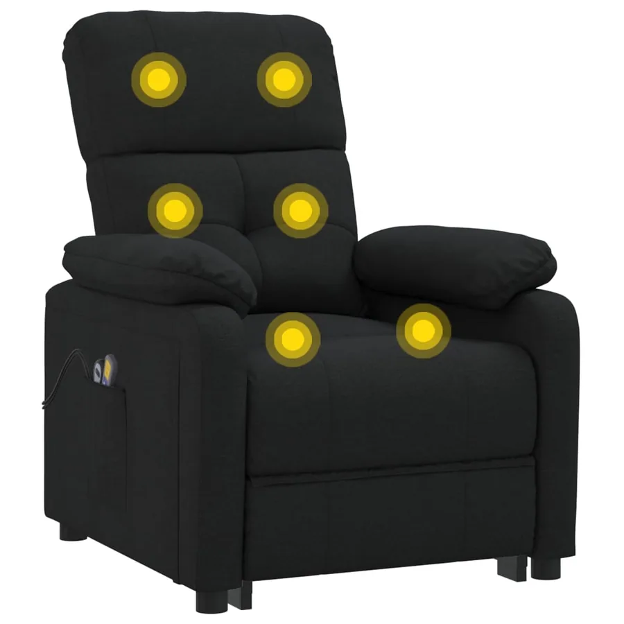 Fauteuil électrique de massage Noir Tissu - 7