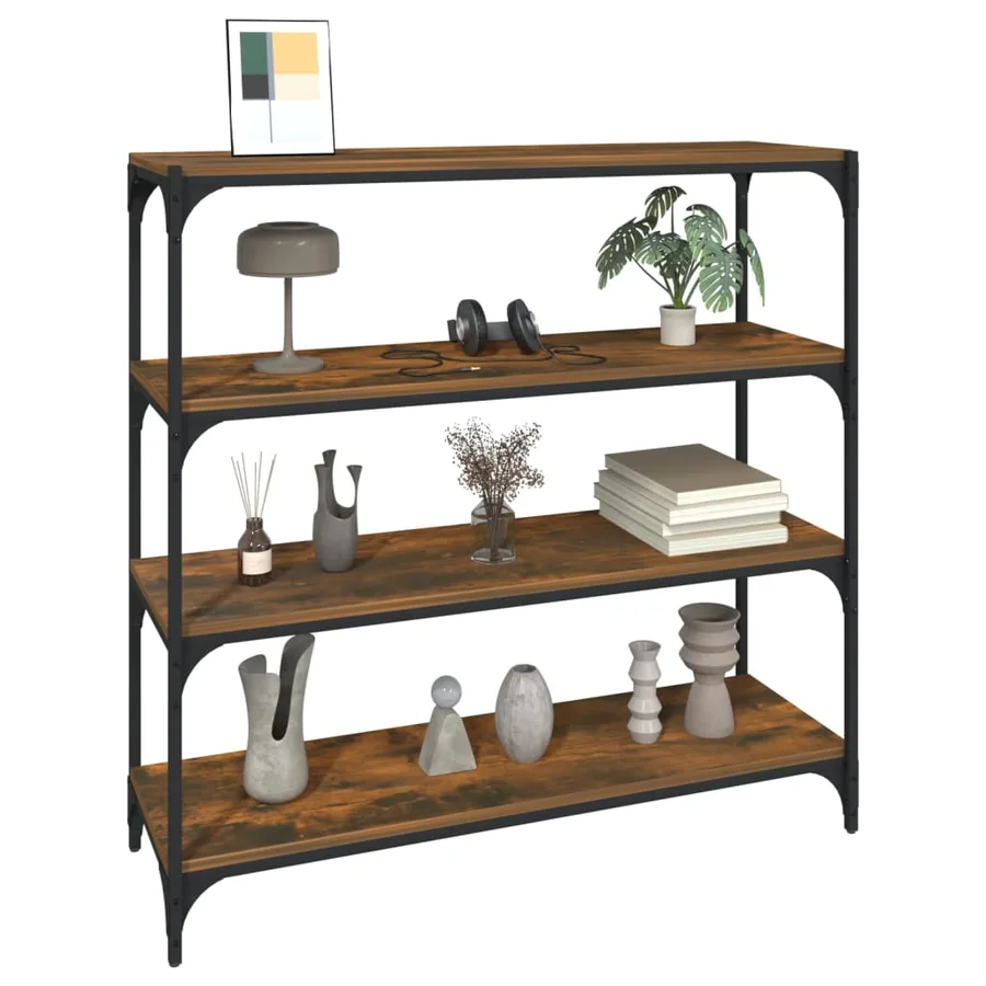 Bibliothèque Chêne fumé 100x33x100cm Bois d'ingénierie et acier - 4