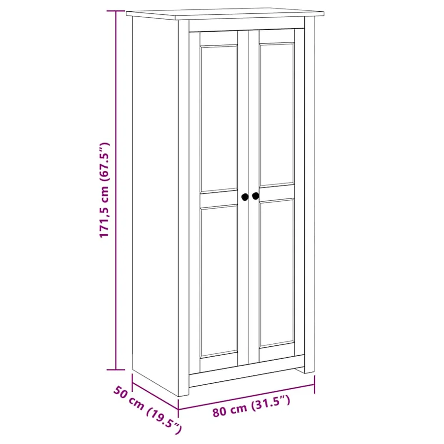 Garde-robe 80x50x171,5 cm Pin massif Assortiment Panama - 9