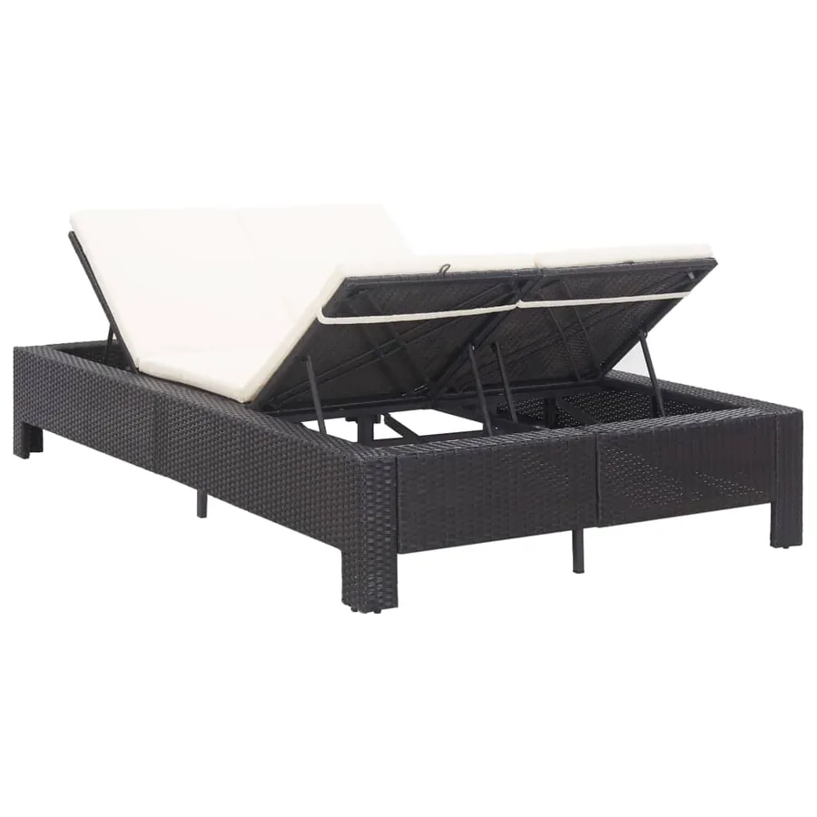 Transat à 2 places avec coussin Noir Résine tressée - 6