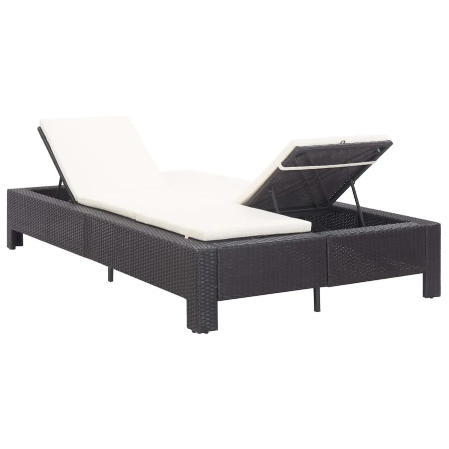 Transat à 2 places avec coussin Noir Résine tressée - 7