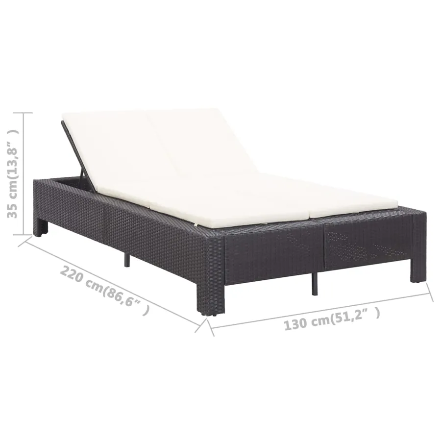 Transat à 2 places avec coussin Noir Résine tressée - 9
