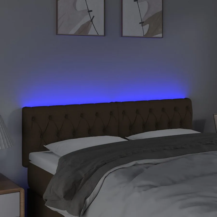 Tête de lit à LED Marron foncé 160x7x78/88 cm Tissu - 3