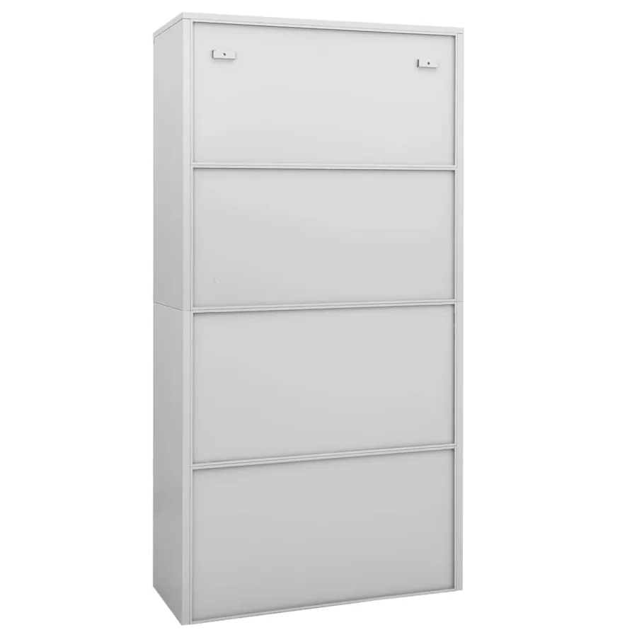 Armoire de bureau Gris clair 90x40x180 cm Acier et verre trempé - 5