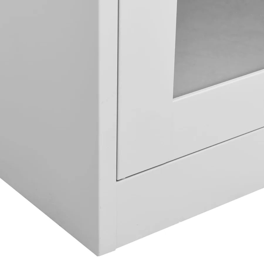 Armoire de bureau Gris clair 90x40x180 cm Acier et verre trempé - 6
