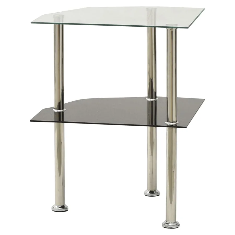 Table 2 niveaux Transparent et noir 38x38x50 cm Verre trempé - 2