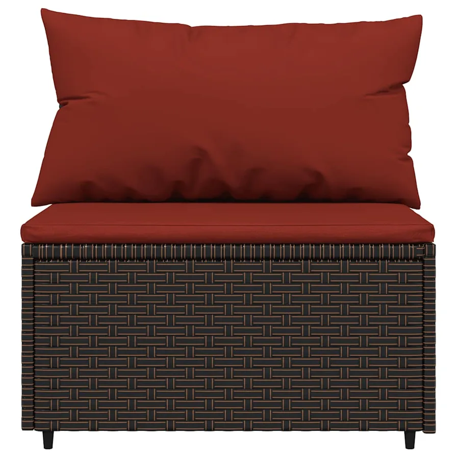 Salon de jardin 3 pcs avec coussins marron résine tressée - 6