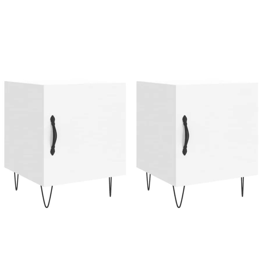 Tables de chevet 2 pcs blanc 40x40x50 cm bois d’ingénierie - 2