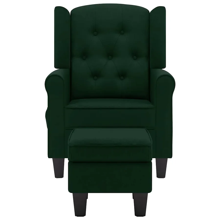 Fauteuil de massage avec repose-pied vert foncé tissu - 3
