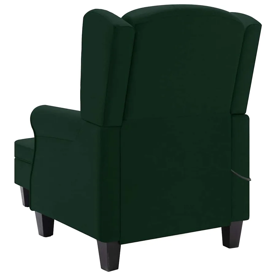 Fauteuil de massage avec repose-pied vert foncé tissu - 5