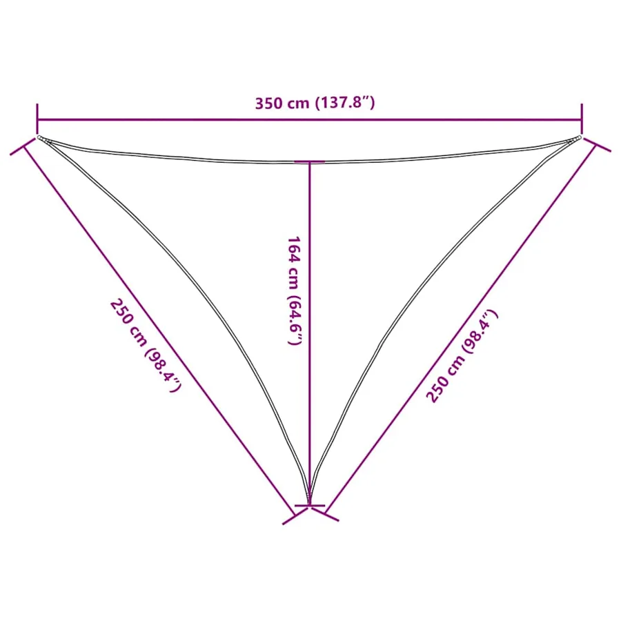 Voile de parasol tissu oxford triangulaire 2,5x2,5x3,5 m noir - 10