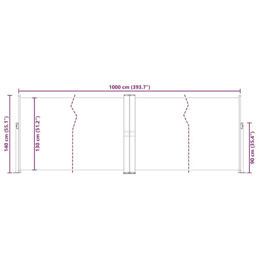 Auvent latéral rétractable Crème 140 x 1000 cm - 13