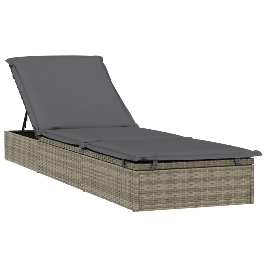 Chaise longue avec toit rond gris 211x57x140 cm résine tressée - 5