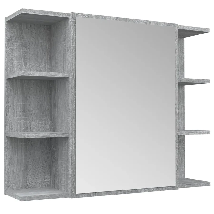 Armoire à miroir de salle de bain Sonoma gris 80x20,5x64cm Bois - 2