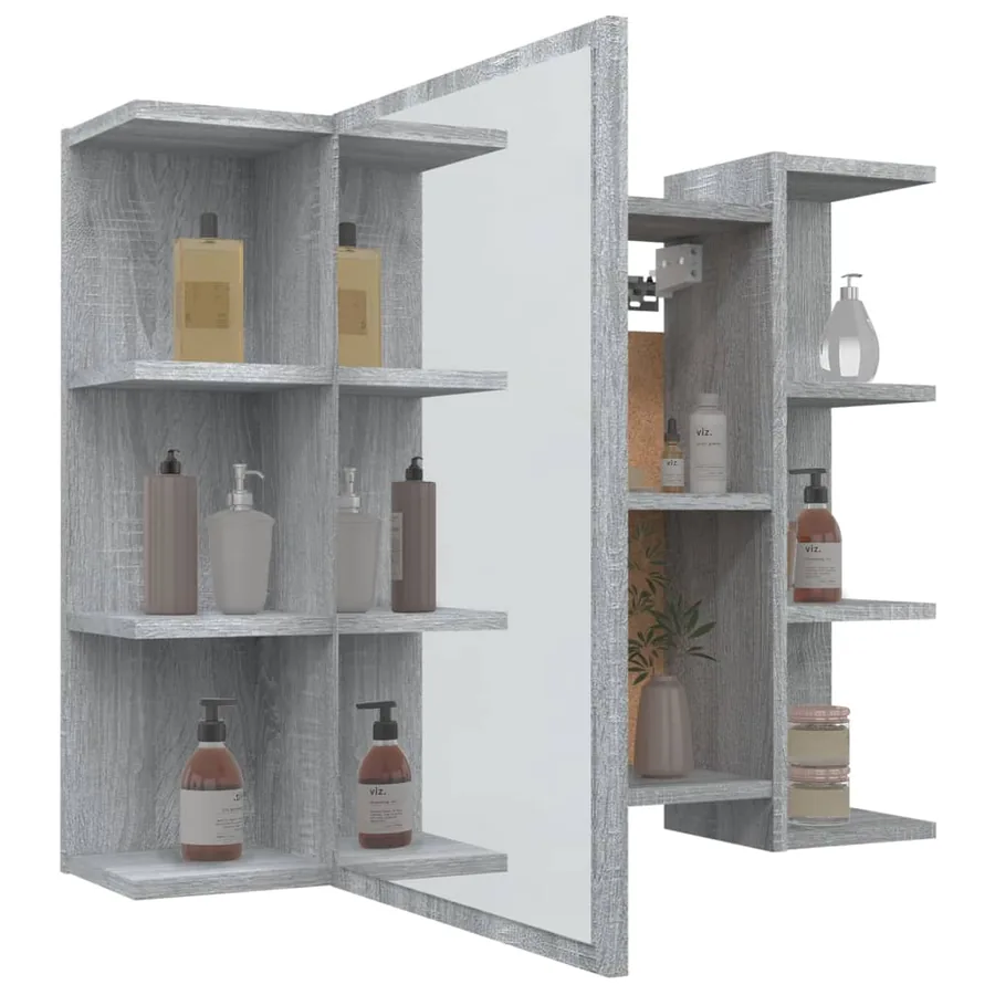 Armoire à miroir de salle de bain Sonoma gris 80x20,5x64cm Bois - 4