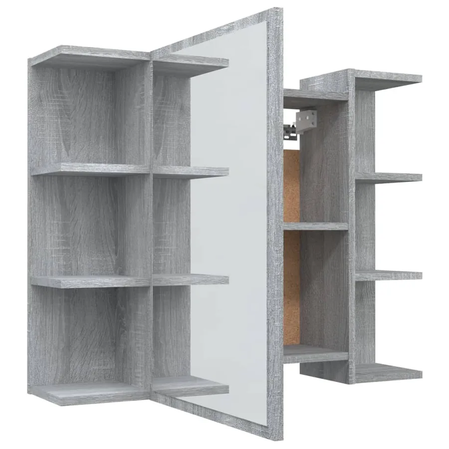 Armoire à miroir de salle de bain Sonoma gris 80x20,5x64cm Bois - 5