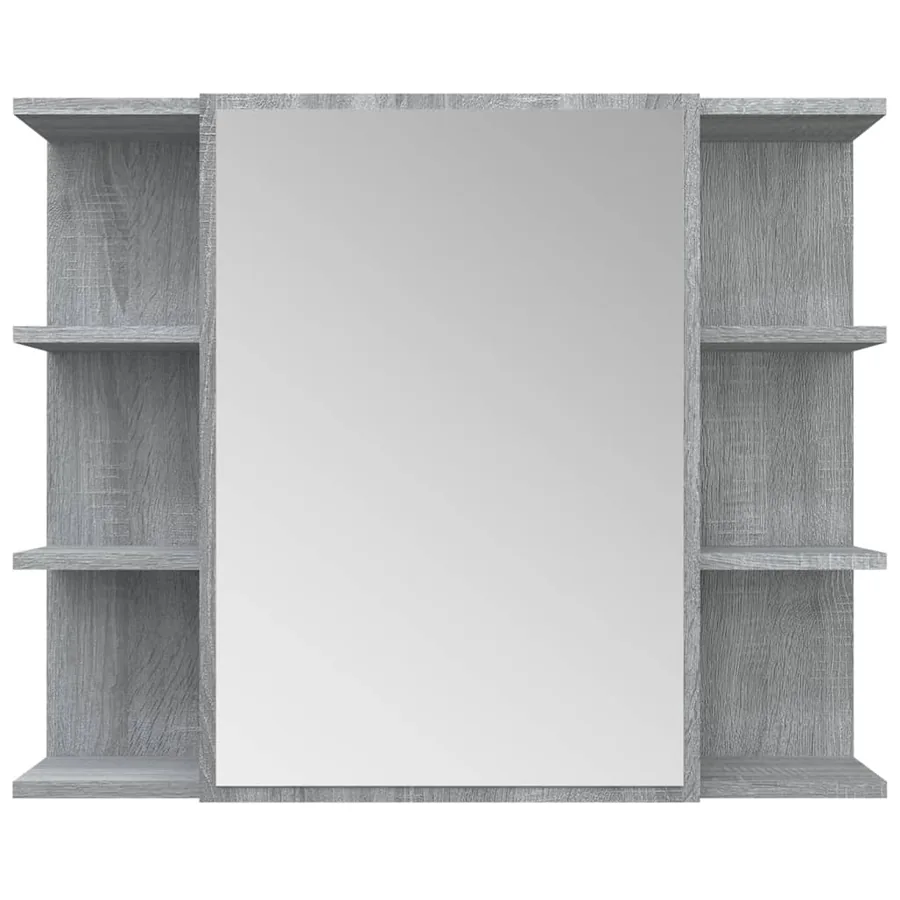 Armoire à miroir de salle de bain Sonoma gris 80x20,5x64cm Bois - 6
