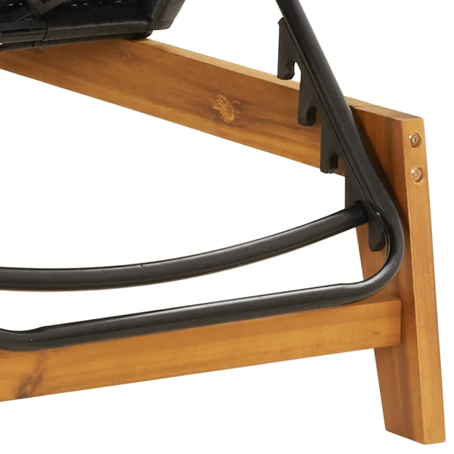 Chaise longue avec table Résine tressée et bois massif d'acacia - 10
